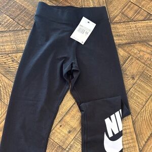 Nike Kids Black Leggings with White Logo